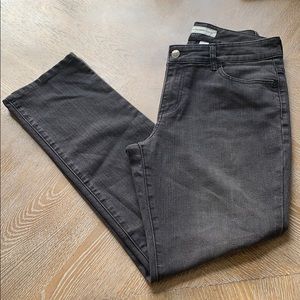 CHICO’S Platinum Denim Black Embellished Mom Jeans 8